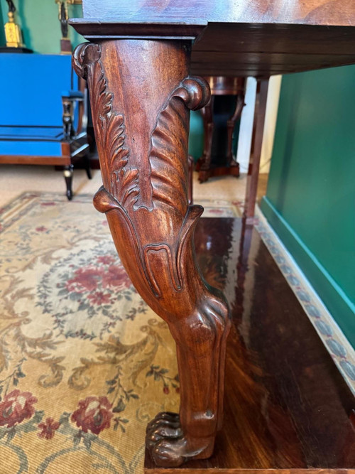 Rare console desserte à l'Antique en acajou massif, d’époque Empire-Consulat.