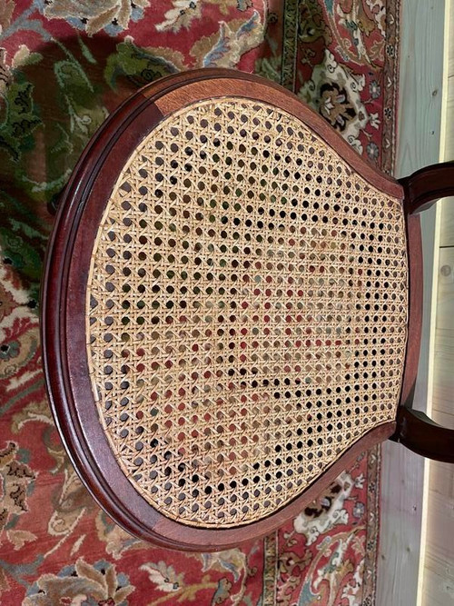 Set of 6 Louis XVI style medallion chairs in mahogany and cane