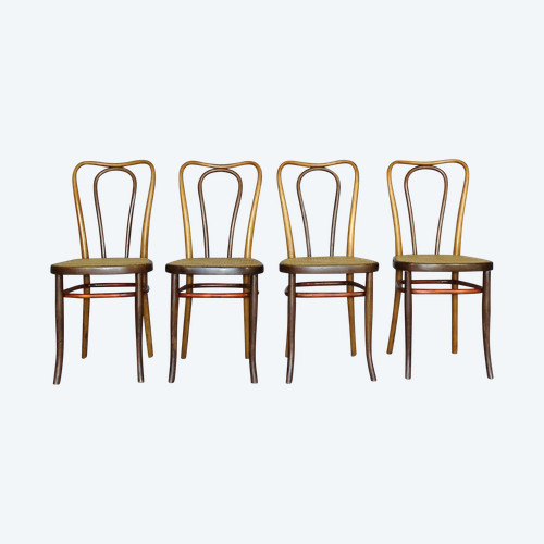 Set di 4 sedie KOHN n. 248 b, circa 1910, tre colori, Thonet n.