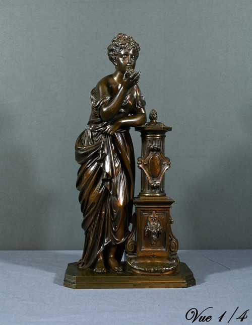 Bronze "Demoiselle à la Fontaine", signiert E.Bruchon - Mitte XIX.