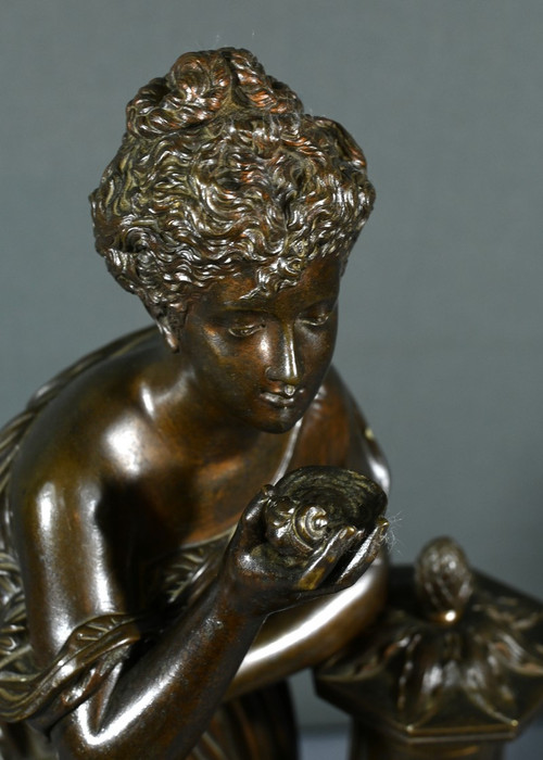 Bronze "Demoiselle à la Fontaine", signiert E.Bruchon - Mitte XIX.