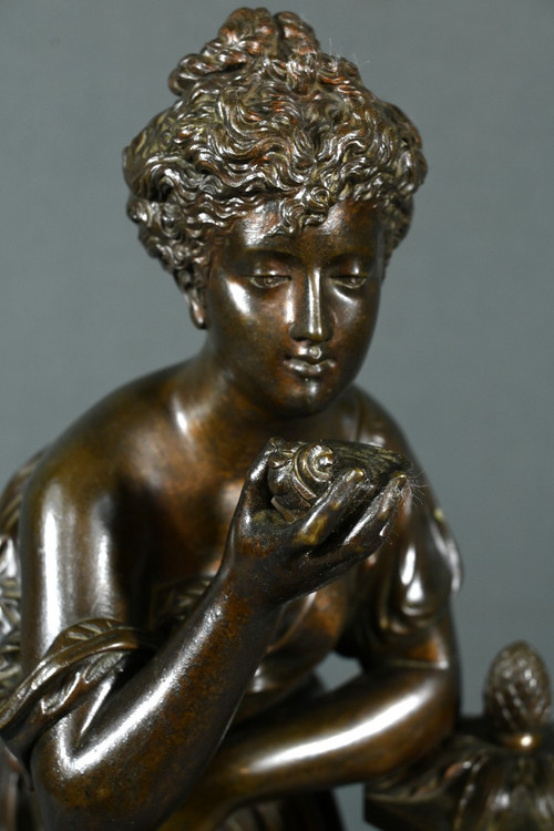 Bronze "Demoiselle à la Fontaine", signiert E.Bruchon - Mitte XIX.