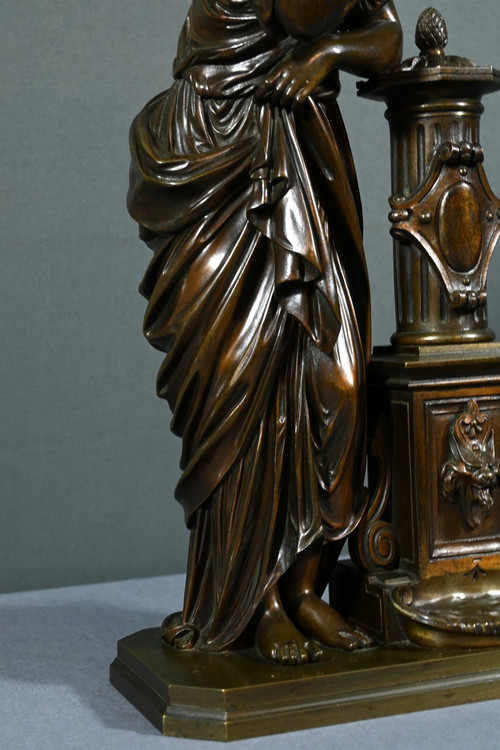 Bronze "Demoiselle à la Fontaine", signiert E.Bruchon - Mitte XIX.