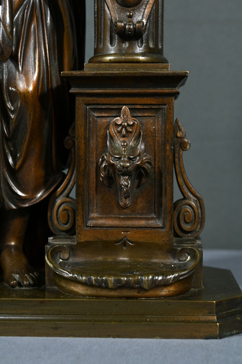 Bronze "Demoiselle à la Fontaine", signiert E.Bruchon - Mitte XIX.