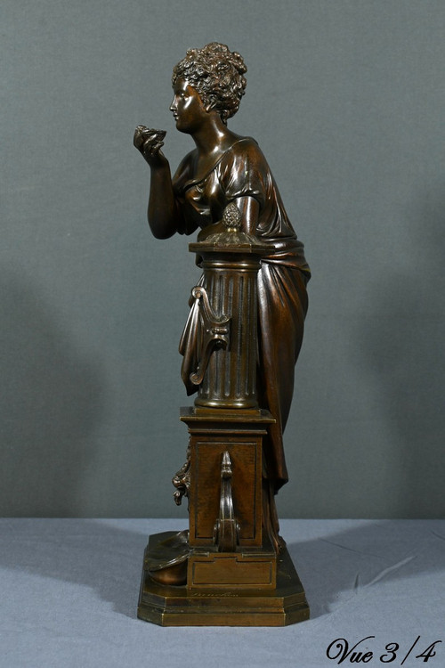 Bronze "Demoiselle à la Fontaine", signiert E.Bruchon - Mitte XIX.