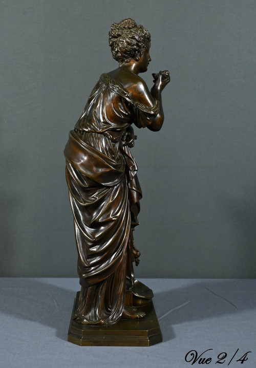 Bronze "Demoiselle à la Fontaine", signiert E.Bruchon - Mitte XIX.