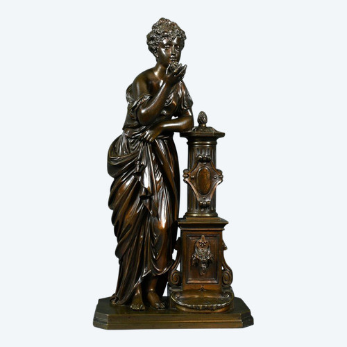 Bronze "Demoiselle à la Fontaine", signiert E.Bruchon - Mitte XIX.