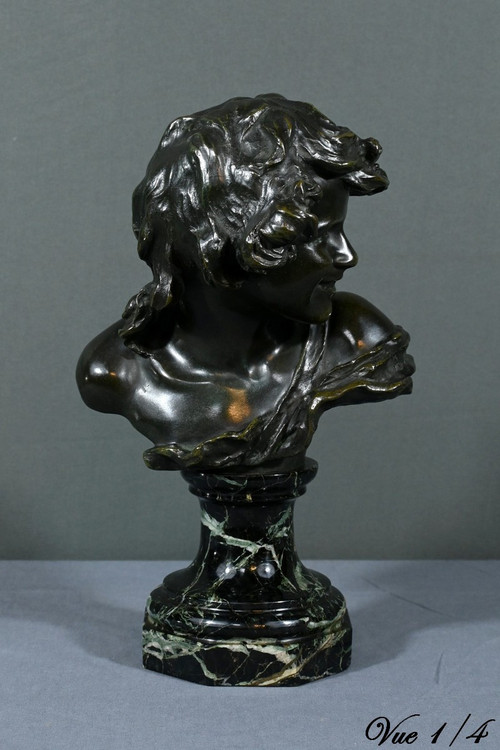 Bronze "Laughing Child", signed A.Injalbert - Late 19th century