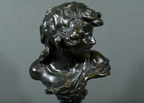 Bronze "Laughing Child", signed A.Injalbert - Late 19th century