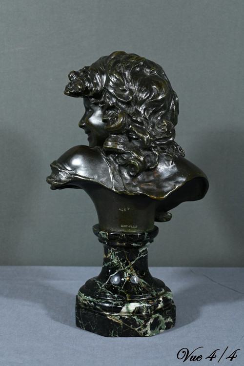 Bronze "Laughing Child", signed A.Injalbert - Late 19th century