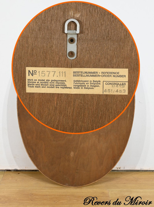 Specchio ovale in ottone smaltato, stile Hollywood Regency - 1970