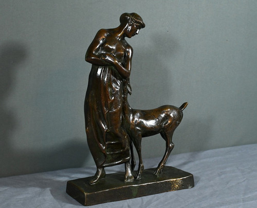 Bronzo "Donna con cerbiatto", Atelier Primavera - 1930