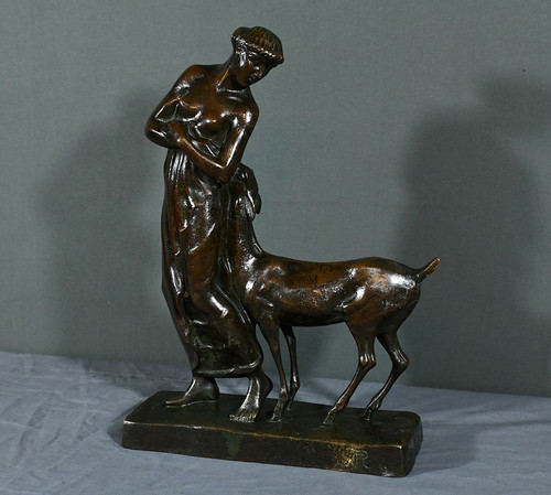 Bronzo "Donna con cerbiatto", Atelier Primavera - 1930