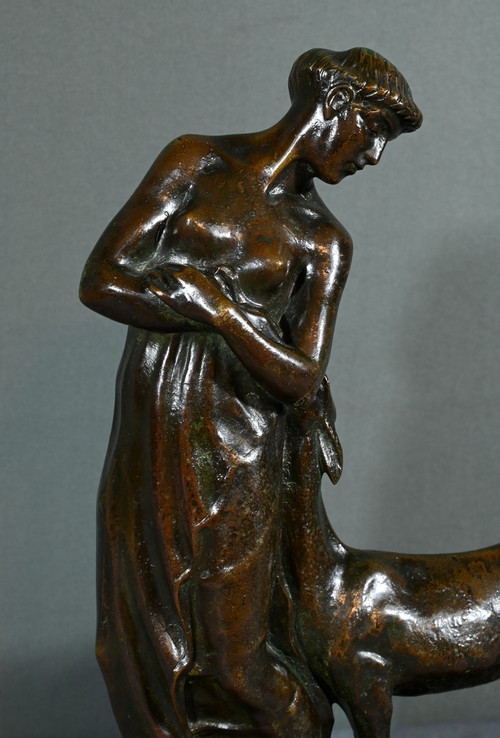 Bronzo "Donna con cerbiatto", Atelier Primavera - 1930