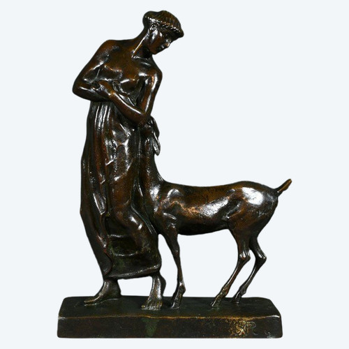 Bronzo "Donna con cerbiatto", Atelier Primavera - 1930