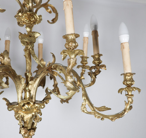  Lampadario Rocaille in ormolu, XIX secolo