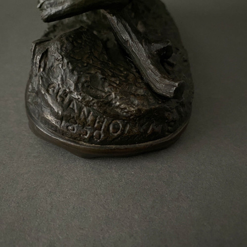 Bronze aus dem 19. Jahrhundert, die ein Vogelpaar darstellt, von Chanhomme 1850
