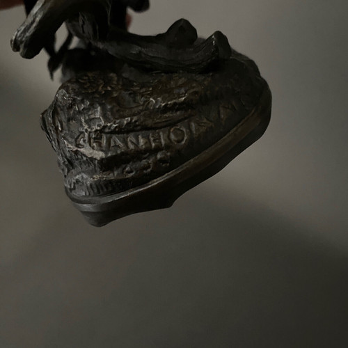 Bronze aus dem 19. Jahrhundert, die ein Vogelpaar darstellt, von Chanhomme 1850
