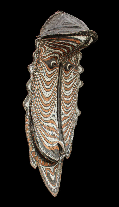 Enorme maschera a timpano, arte dell'Oceania, arte tribale, Papua Nuova Guinea