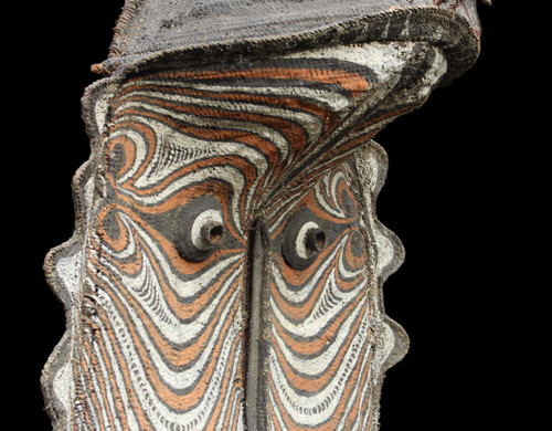 Enorme maschera a timpano, arte dell'Oceania, arte tribale, Papua Nuova Guinea