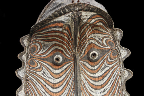 Enorme maschera a timpano, arte dell'Oceania, arte tribale, Papua Nuova Guinea