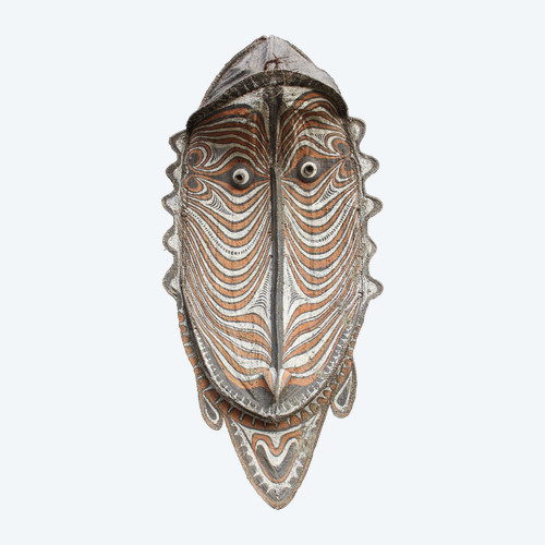 Enorme maschera a timpano, arte dell'Oceania, arte tribale, Papua Nuova Guinea