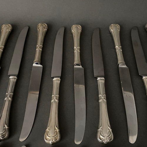 Suite von 24 Messern aus mexikanischem Silber im Stil von Louis XV Anfang des 20.