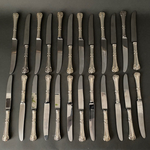 Suite von 24 Messern aus mexikanischem Silber im Stil von Louis XV Anfang des 20.