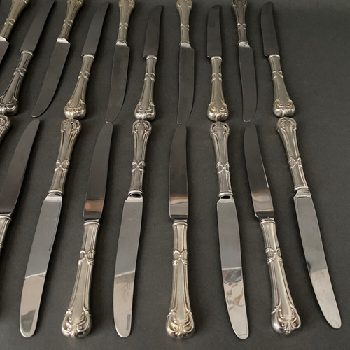 Suite von 24 Messern aus mexikanischem Silber im Stil von Louis XV Anfang des 20.