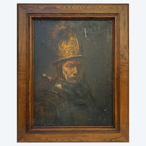 Öl auf Leinwand Mann mit goldenem Helm von Arthur Midy nach Rembrandt