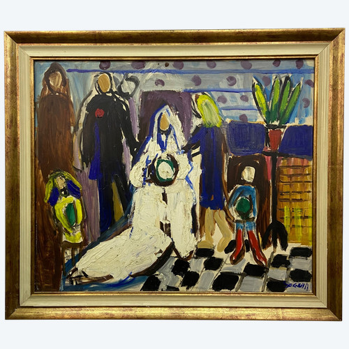 Adrien Saguin "Die Hochzeit" Öl auf Leinwand XX.