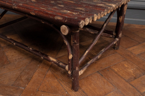 Christian Liaigre coffee table in Brutalist chestnut logs 1980