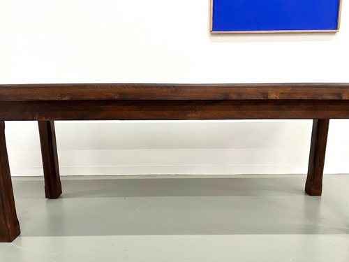 Small 50's farm table in blond walnut wood