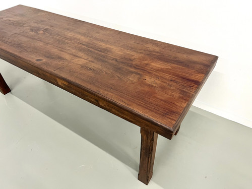 Small 50's farm table in blond walnut wood