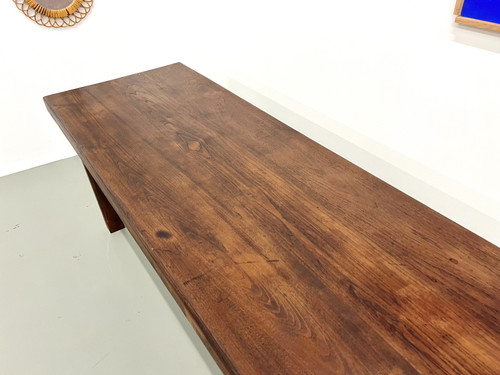 Small 50's farm table in blond walnut wood