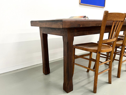 Small 50's farm table in blond walnut wood