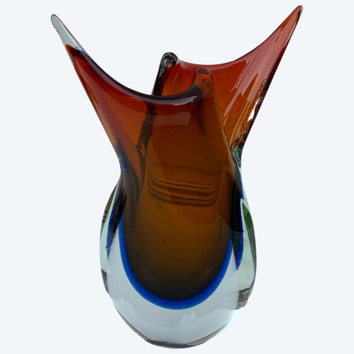 60s Murano free-form vase with red and blue background 6 kilos