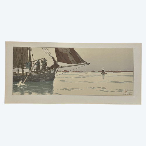 Lithograph by Henri Rivière La Féérie des Heures - Le Calme Plat