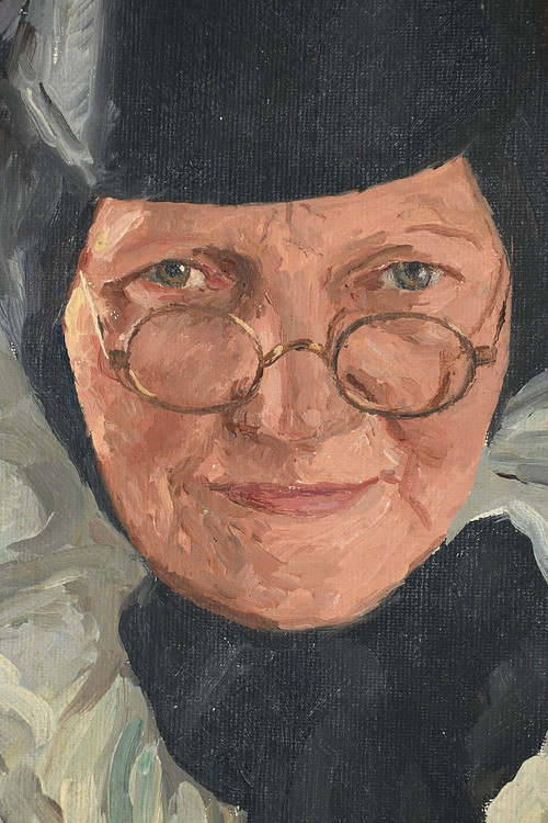 Huile sur Toile « Polonaise à sa lecture » de A. MARKOWICZ – Début XXe
