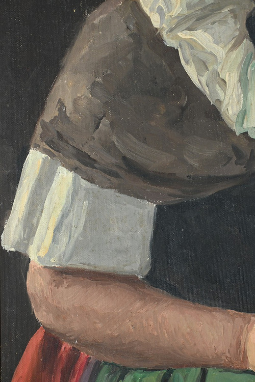 Huile sur Toile « Polonaise à sa lecture » de A. MARKOWICZ – Début XXe