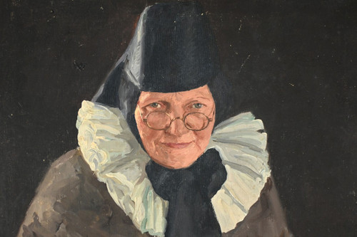 Huile sur Toile « Polonaise à sa lecture » de A. MARKOWICZ – Début XXe