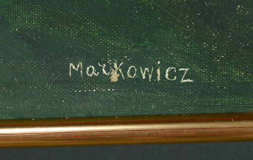 Huile sur Toile « Polonaise à sa lecture » de A. MARKOWICZ – Début XXe
