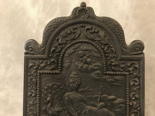 18th century cast iron fireback, 70 cm high, 47.5 cm wide