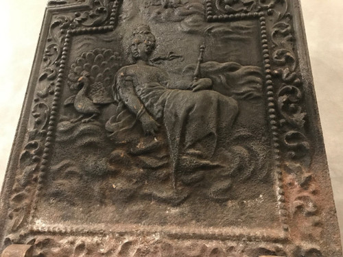 18th century cast iron fireback, 70 cm high, 47.5 cm wide