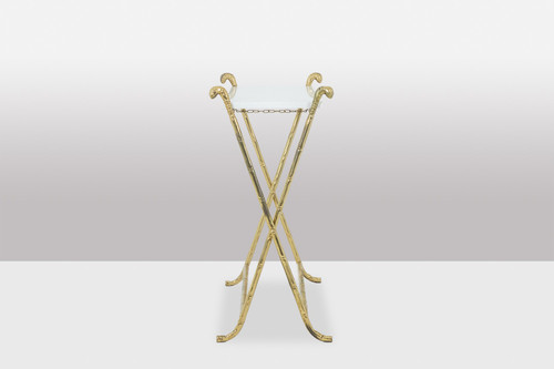 Jansen. Console in ottone dorato e marmo bianco. Circa 1970. LS4683607U