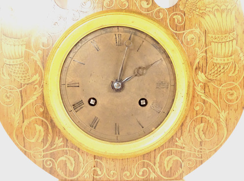 Charles X Lyre Clock Rosewood Marquetry Bronze Napoleon III 19th century