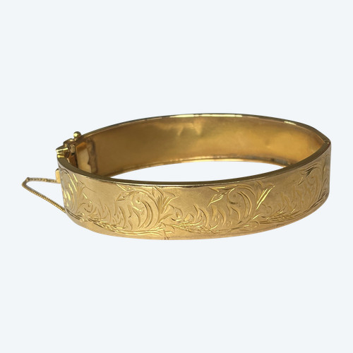 Rigid Antique Bracelet Yellow Gold Engraved