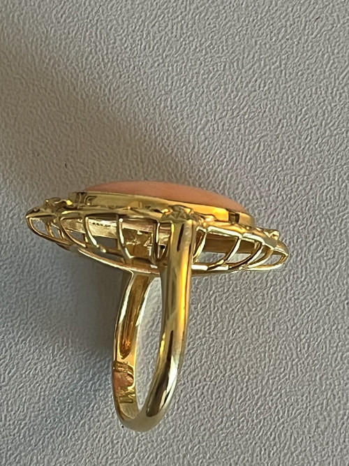 Bague Or Jaune Corail Diamants