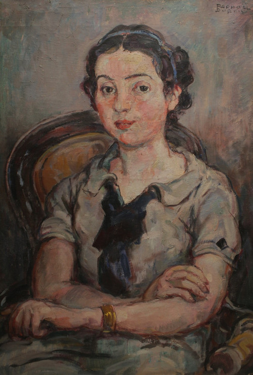 Tableau huile sur toile 'Portrait de jeune fille' Raphaël Dubois (1888-1960)