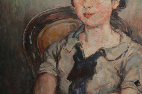 Tableau huile sur toile 'Portrait de jeune fille' Raphaël Dubois (1888-1960)